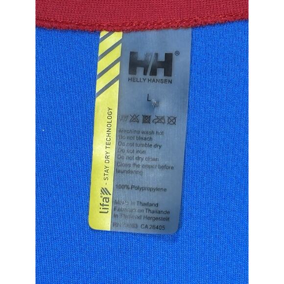 Helly Hansen Lifa Stay Dry 1/4-Zip Base Layer Top Men’s L Blue Red - Picture 4 of 7